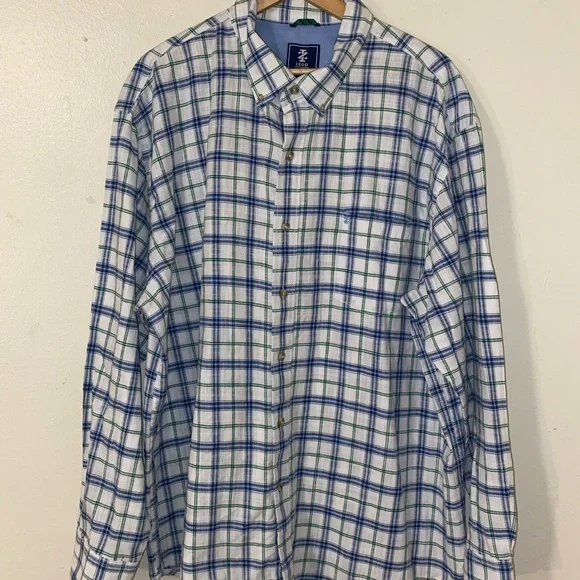 Izod Blue and Green Casual Button Down Shirt Size XXL - Picture 2 of 9